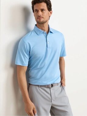 Cottage Blue Solid Performance Jersey Polo Peter Millar Size XL